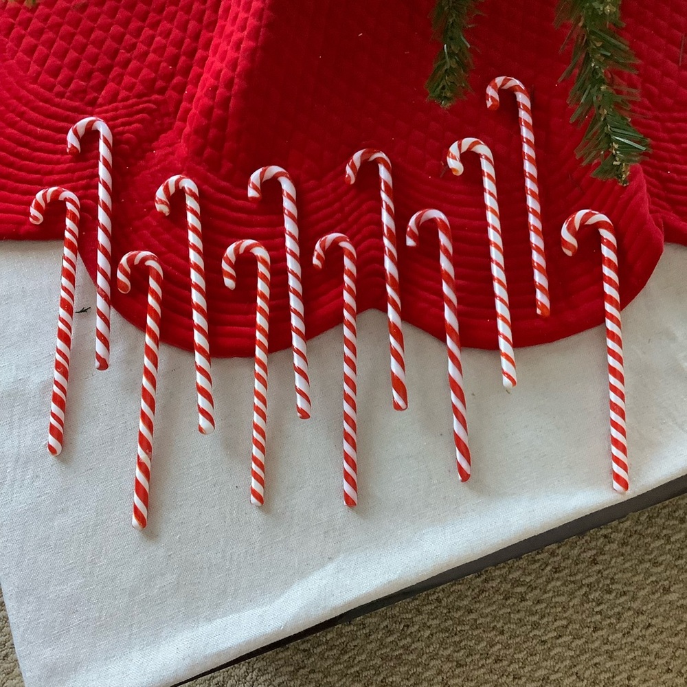 Vintage Red and White Glass Candy Canes